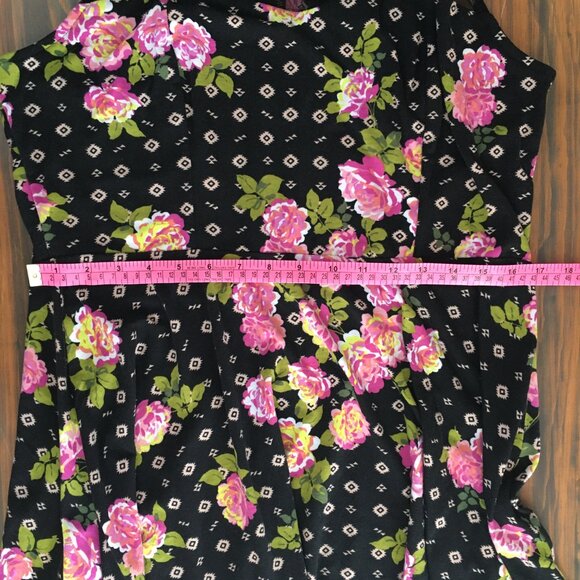 [Xhilaration] Black Geometric / Rose Print Sleeveless Sundress | XL | Good - Picture 7 of 12